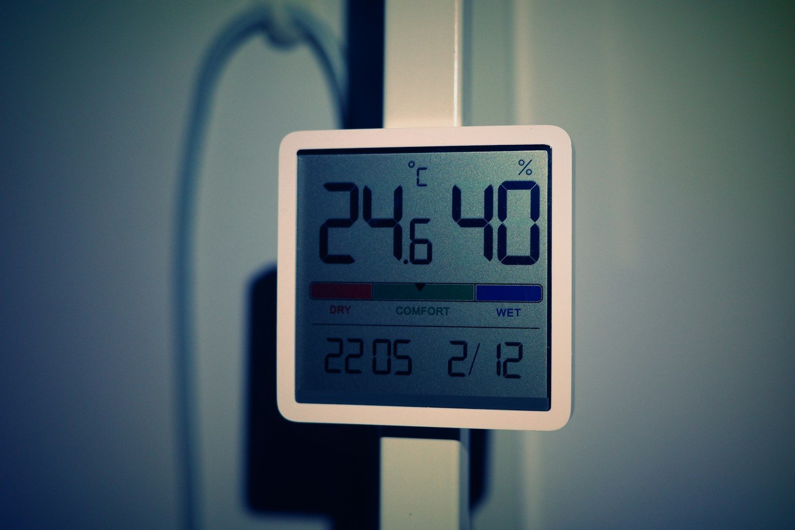 a digital thermometer on a door handle